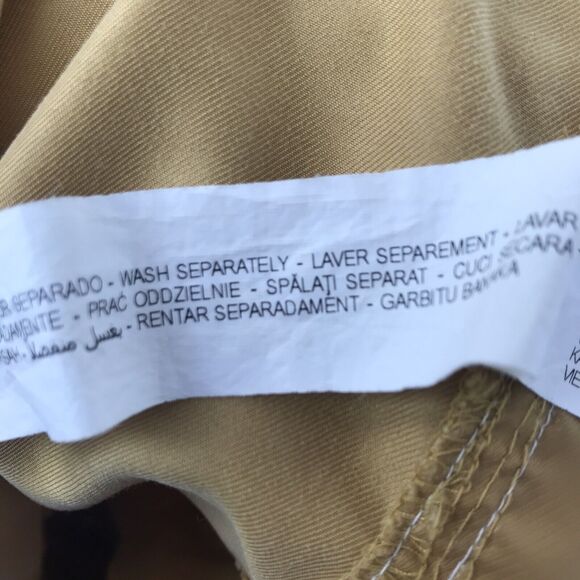 Zara High Rise Paperbag Waist Pull On Elastic Pants Crop Yellow Pockets Medium - Picture 6 of 7